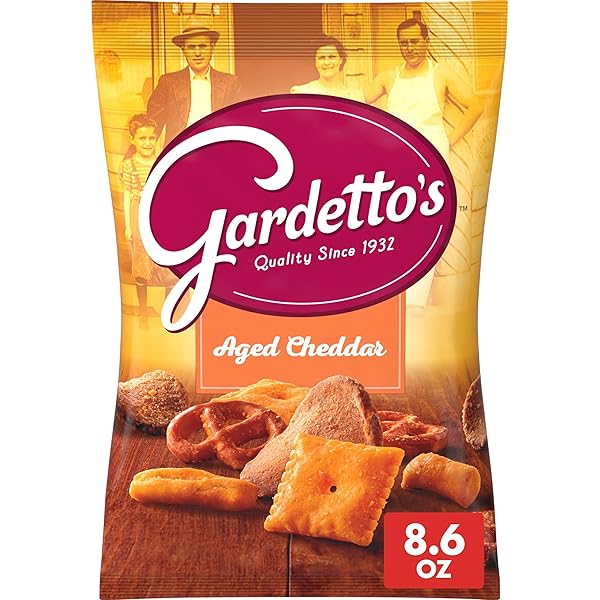 GARDETTO’S SNACK MIX, AGED CHEDDAR, PUB AND PARTY MIX, 8.6 OZ BAG