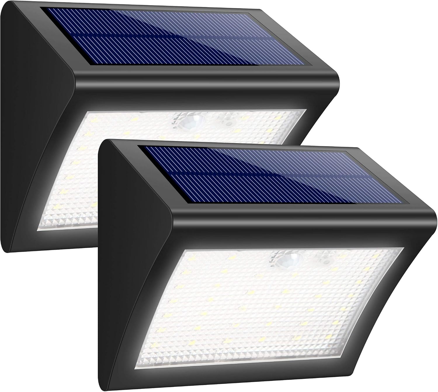 iPosible Luz Solar Jardín, Foco Solar 38 LED 1500mAh Lámpara Solar de Pared Impermeable,Luces solares Exterior con Sensor de Movimiento Batería Solar 3 Modos para Jardín,Patio,Camino - 2 Paquetes