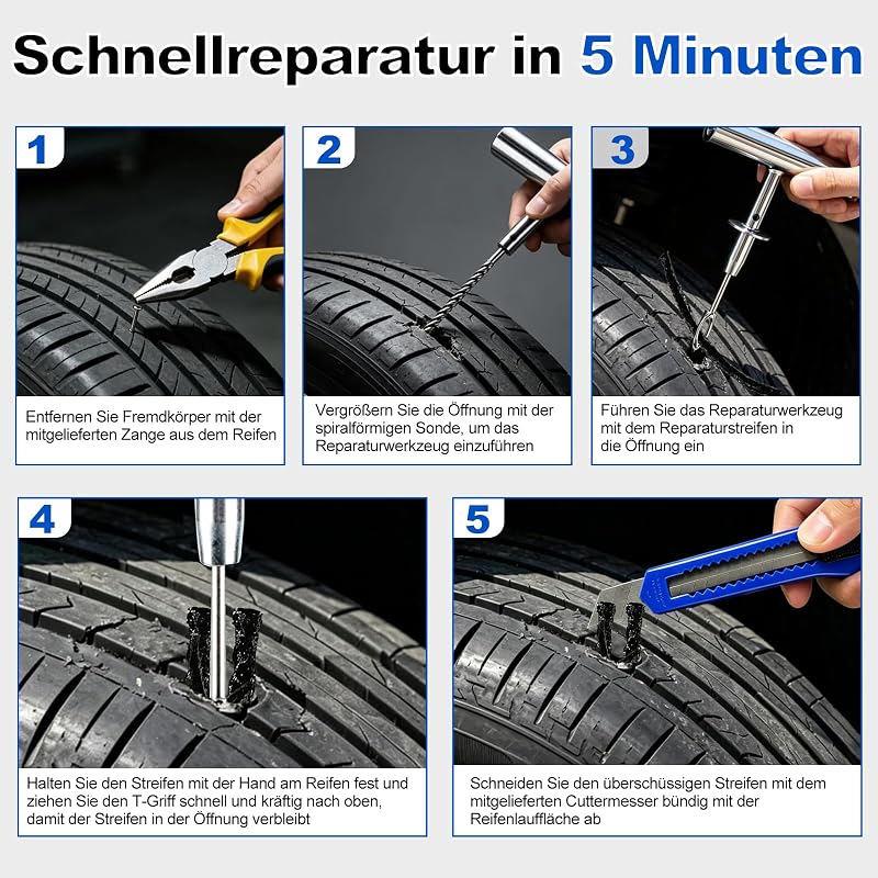 Reifenreparaturset 68-teilig, Auto, Motorrad, ATV, Jeep, LKWs