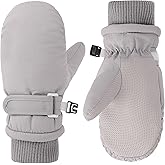 CLeemuziN Kid Ski-Gloves with Anti-Slip PU-Palm Cold Weather Snow Mittens Thicken-Fleece Winter-Warm Waterproof for 4-8T