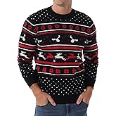 Askdeer Men's Ugly Christmas Sweater Soft Casual Xmas Pullover Classic Knitted Crewneck Sweaters with Ribbing Edge