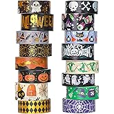 Sereliy Halloween Washi Tape Holiday Masking Tape Stickers,16 Rolls | 4 Sizes Halloween Wrapping Tape Gold Foil Halloween Decorative Tape for Scrapbook Journal DIY Craft Supplies