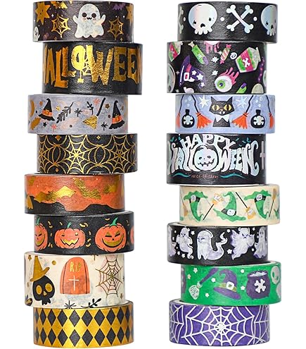 12 Rollen Halloween Washi Tape - Kürbis & Gespenster Muster