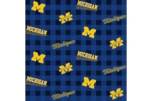 SYKEL ENTERPRISES NCAA Michigan Wolverines Buffalo Plaid Cotton, Fabric by the Yard