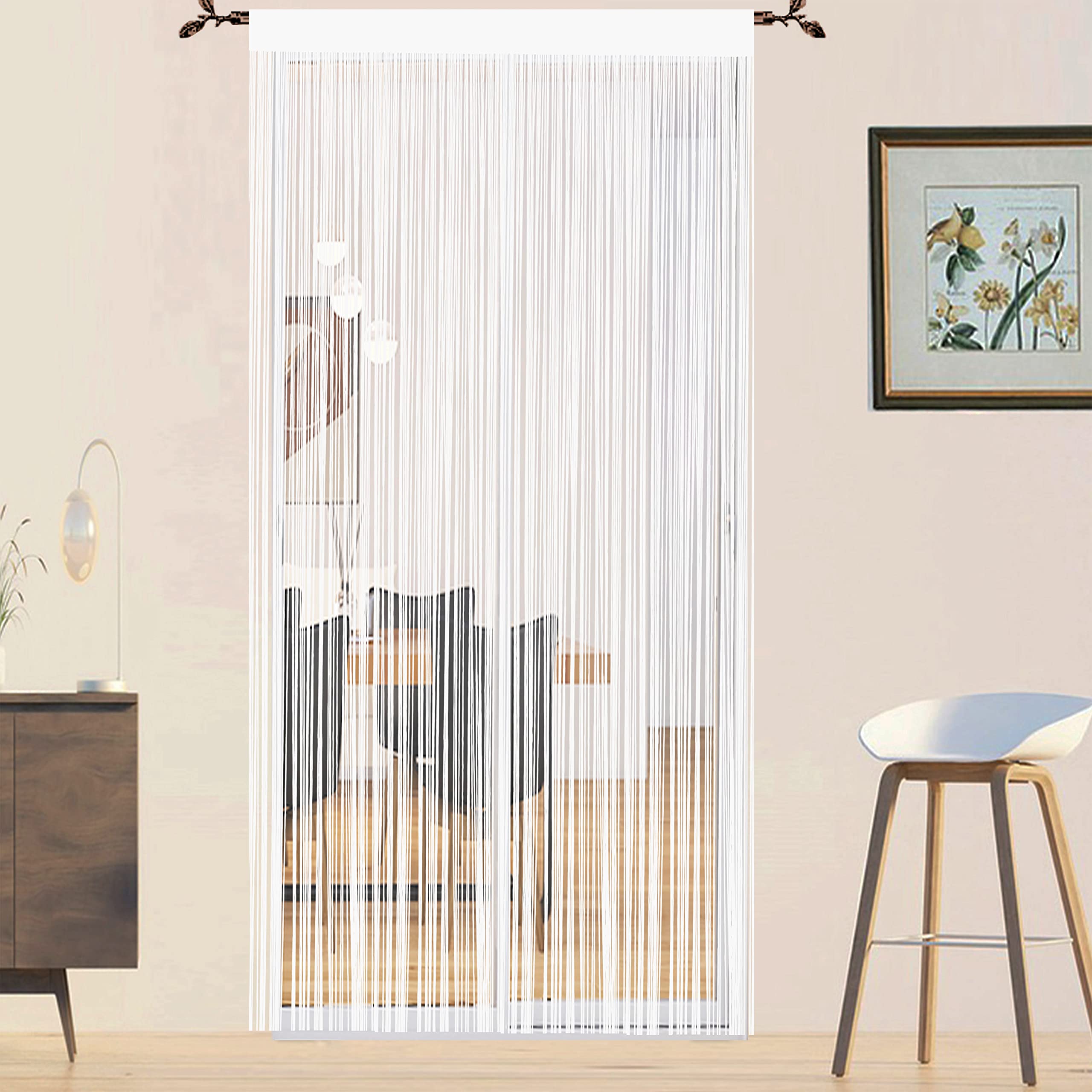 QiBoYuYe Door Curtains Fly Screen Curtain For Window String Flies Doors Decorations Room Dividers Doorways Panel Bedroom Living Closet Door Drapes (White 200x200cm)