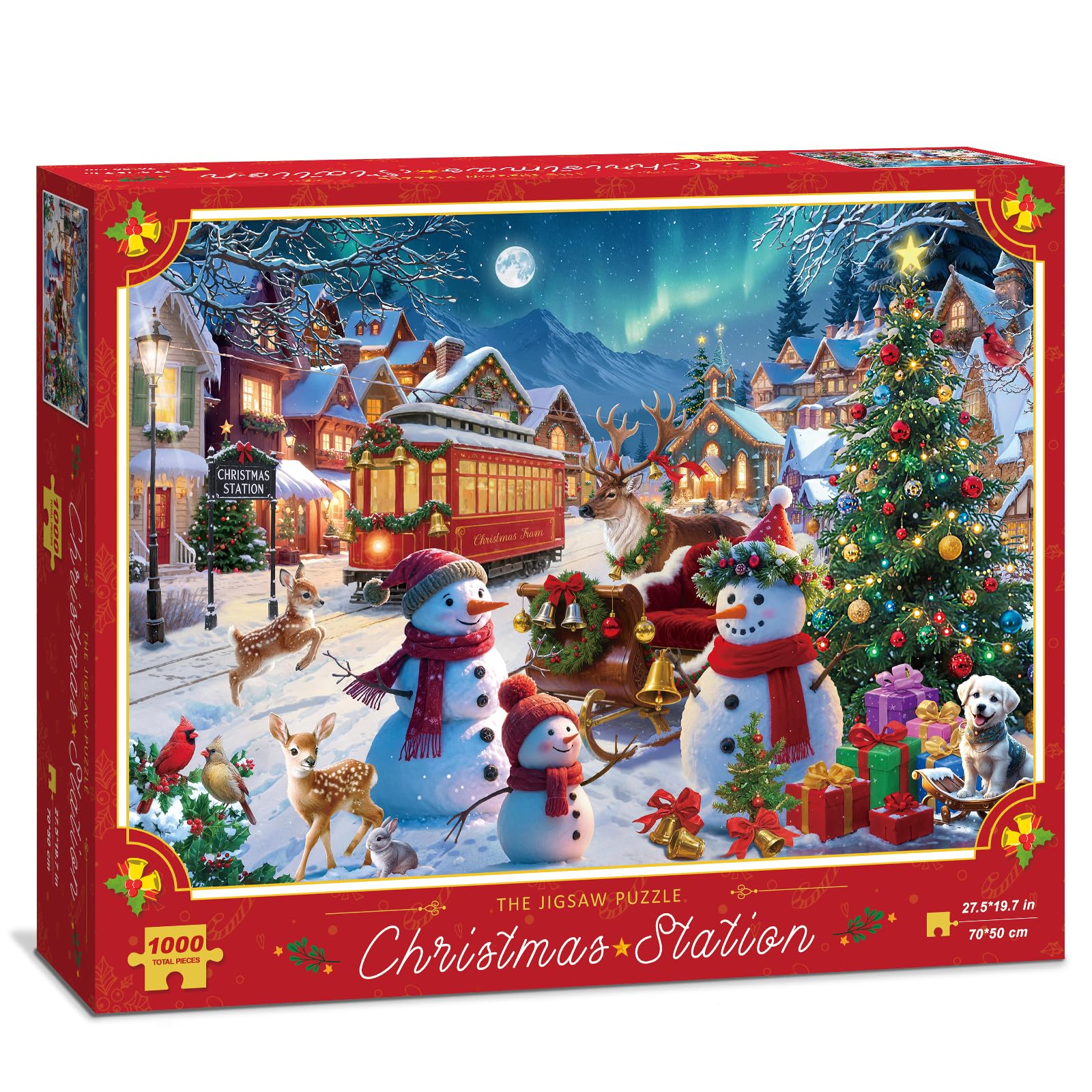 View 1 of 1000 Piece Christmas Puzzle for Adults Jigsaw Puzzle Medium Difficulty Fun Jigsaw Puzzle Gifts for Kids Age 8-10 and Up Christmas Puzzles 1000 Pieces(27.56 x 19.68 Inch)