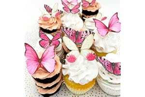 Sugar Robot Inc. Edible Butterflies Large Size Premium Crafted Made in the USA Cake and Cupcake Toppers, Decoration (Pink)