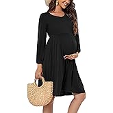 Smallshow Women's Maternity Dress Ruffle Long Sleeve Pregnancy Clothes
