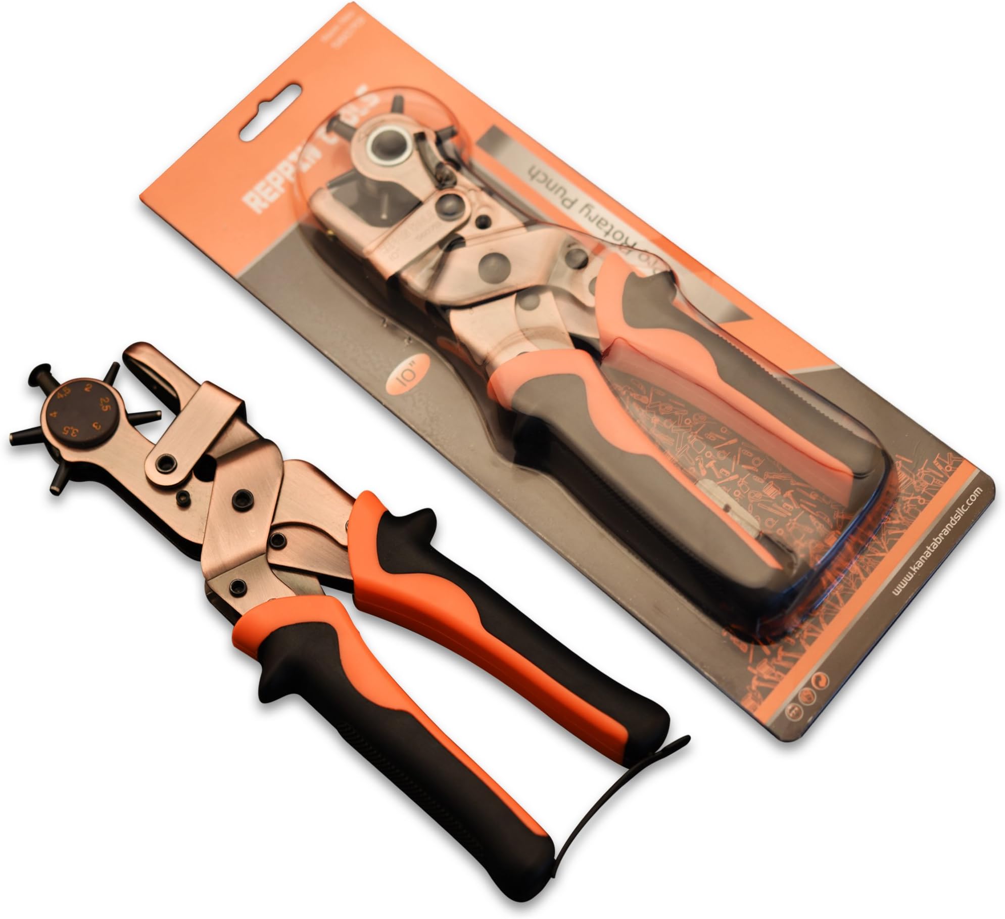 Reppin Tools Industrial Grade Rotary Hole Punch Tool with 6 Adjustable Sizes - Hardened Carbon Steel - Heavy Duty Leather Belt Hole Puncher and Cutter Pliers for Fabric, Cardboard & More