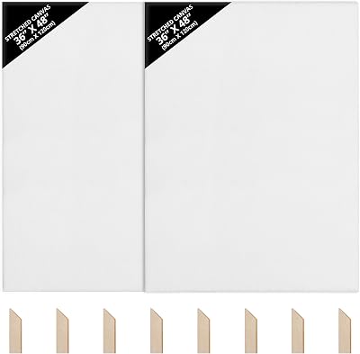 Kurtzy Blank Canvas 2 Pack 90x120cm Pre stretched with Wedges