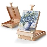 ARTIFY Adjustable Beechwood Tabletop Painting Easel, Wooden Sketch Box Easel, Desktop Artist Easel for Drawing (Easel Box)