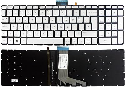 Gintai Silver UK Keyboard Backlit for HP 15-w005na 15-w050na 15-w050sa 15-w100na