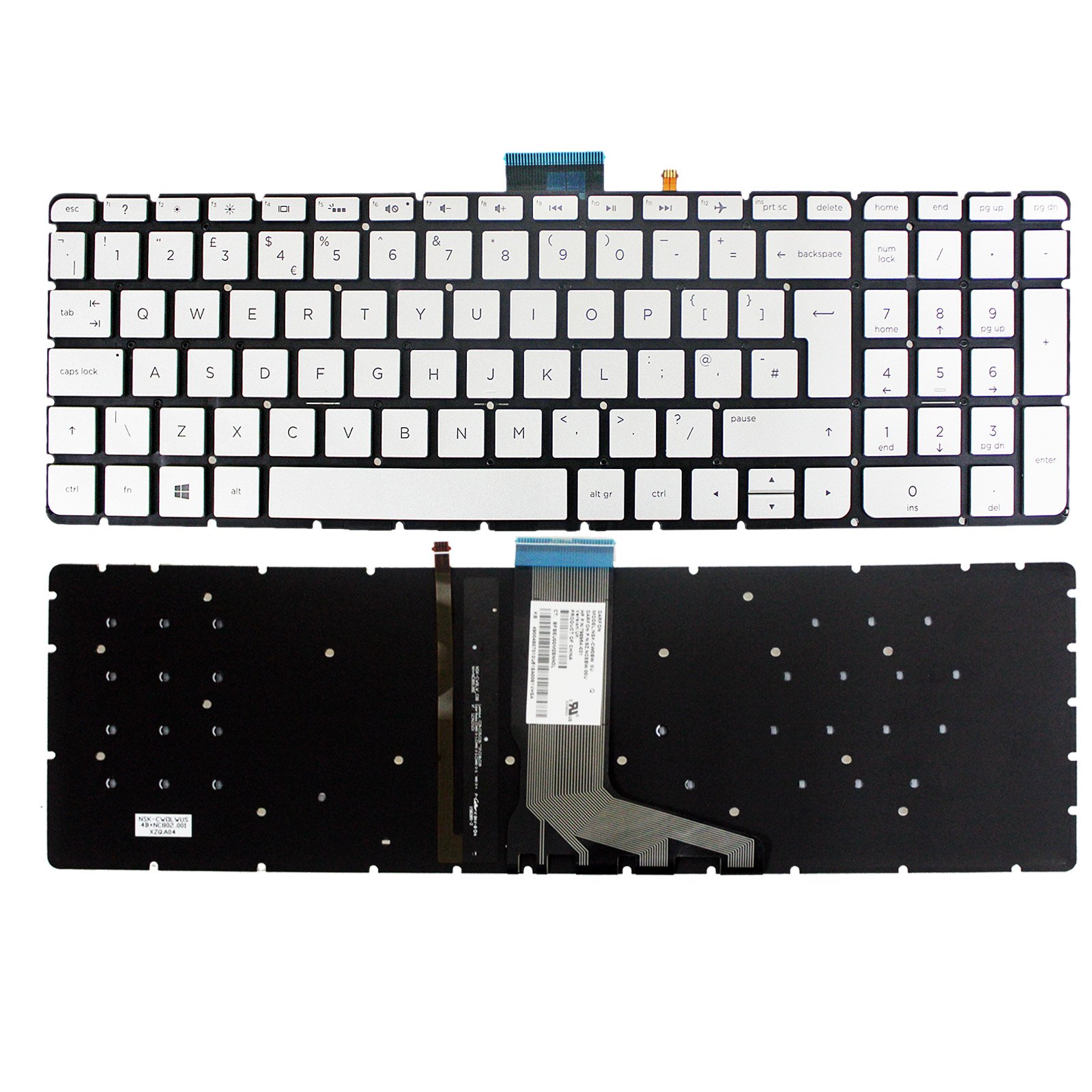 Gintai Keyboard UK Layout for HP Envy X360 M6-W M6-W000 M6-W100 15-W 15-W000 15-W001NA 15-W002NA 15-W003NA 15-W004NA 15-W101NA 15-W102NA 15-W103NA 15-W104NA Backlit Keyboard Laptop (Silver)
