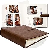 Vienrose Scrapbook Photo Album with Writing Space 12" x 12", Premium DIY Scrapbooking Albums with 60 Pages, Large Photos Book Faux Leather Cover for Wedding Family Baby Travel Graduation, Dark Brown