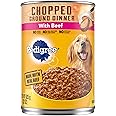 PEDIGREE CHOPPED GROUND DINNER Adult Canned Soft Wet Dog Food with Beef, 22 oz. Cans (Pack of 12)