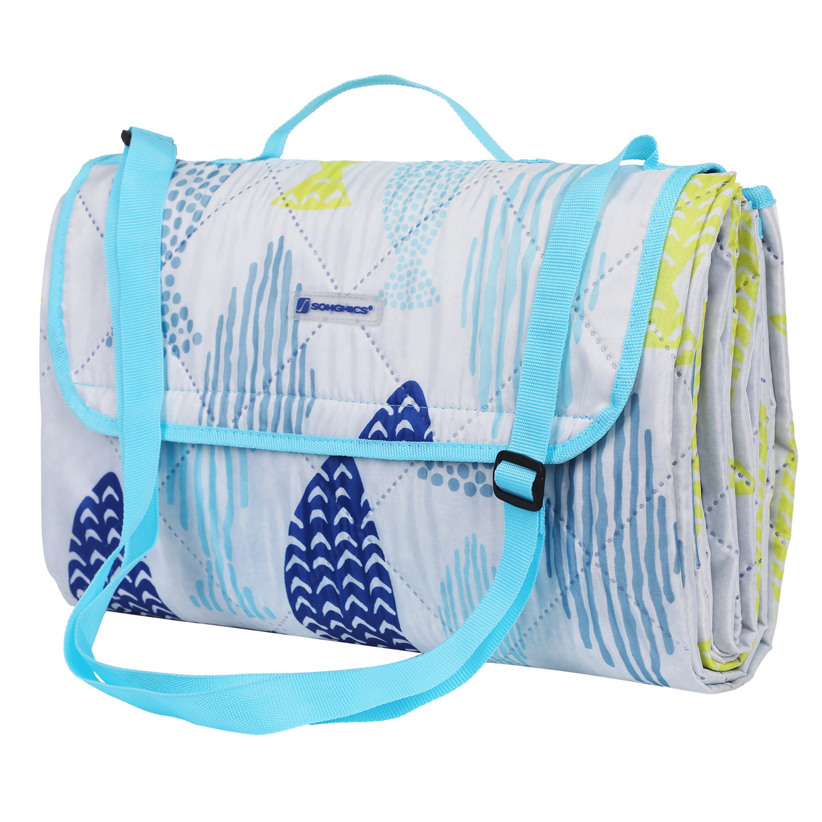 SONGMICS GCM80UW Washable Outdoor Picnic Blanket Foldable to Bag with Shoulder Strap, Lightweight Camping Blanket, Ideal for Travel, Insulated 195 x 150 cm