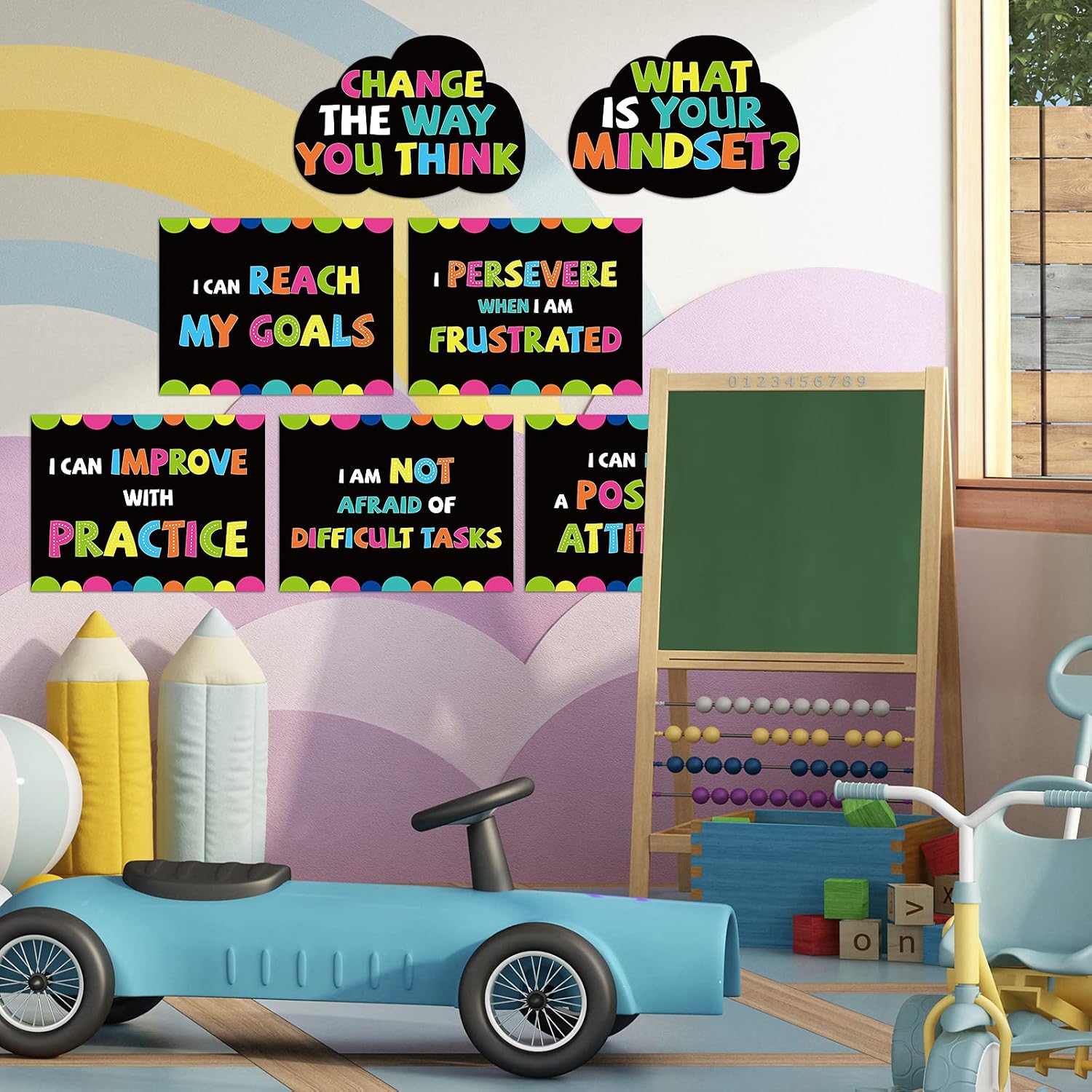 For Sayings Positive Pcs Decorations Board Bulletin Posters Mindset Growth Poster Supplies Teacher For Quotes Motivational Set Decor Classroom Mindset Your Is What Decorations Classroom Board Early Learning Classroom Supplies Science Education