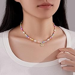 Initial G Cute Beaded Necklaces for Girls Trendy
