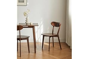 Vadisun Oak Dining Chairs, Kitchen Chairs, 100% Solid Wood Modern Dinner Chair with Curved Backrest, Dining Room Chair for Kitchen, Living Room, Dining Room (1PK, Walnut)