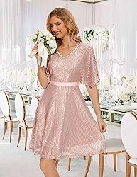 Wedtrend Rose Gold Women's Sequin Dress Birthday