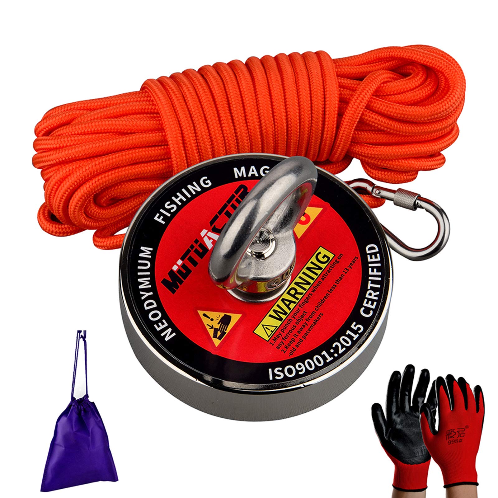 MUTUACTOR Fishing Magnets 700lbs Strong Pulling Force,Retrieval Magnet N52 Neodymium Magnets with 20m(66feet) Durable Rope,Powerful Magnets for Fishing and Magnetic Recovery Salvage in Water