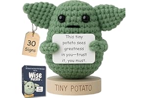 GOT YOU A LITTLE SOMETHING Handmade Baby Yoda Positive Crochet with 30 Fun Affirmations - Funny Friendship Gift for Christmas, Birthday Gifts for Women | Small Stocking Stuffers Starwars Present Idea for Friends, BFF, Coworker