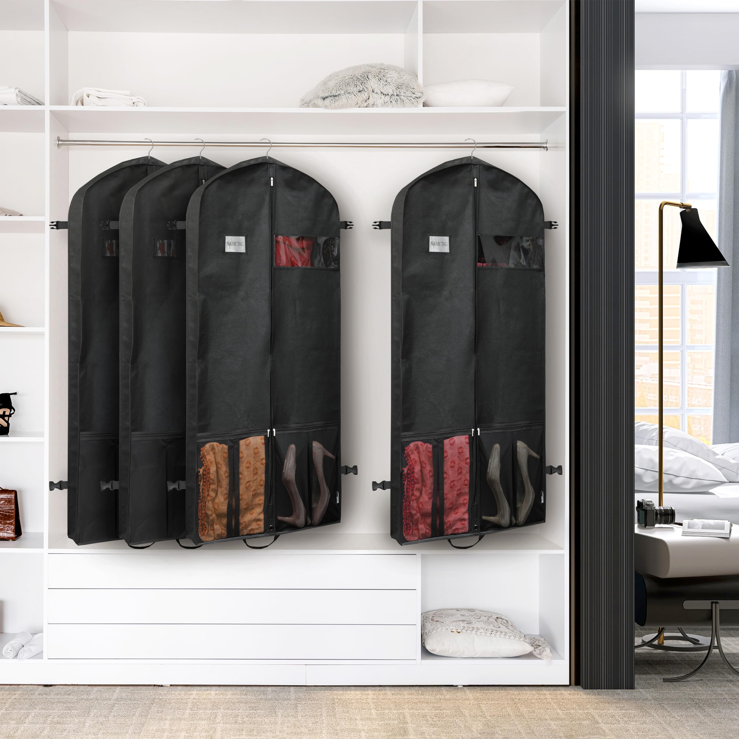 Simple Houseware 60-Inch Travel Garment Bag with Pockets, Heavy Duty 300D Polyester for Suits, Dresses, Coats, Tuxedos