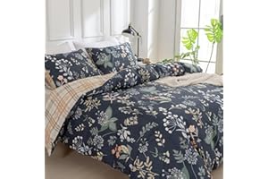 Duvet Cover Queen, Floral Duvet Cover, 3 Piece Breathable Queen Duvet Cover Set with Zipper Closure, 4 Corner Ties, (90x90 In