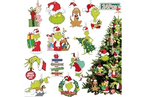 HOSLIPOPER Christmas Tree Decorations -24PCS Christmas Cute Wooden Hanging Ornaments for Tree, Holiday Xmas Ornaments Christmas Decor Indoor Home Party Gifts