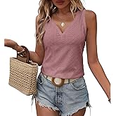 Womens Tank Tops Summer Tank Tops for Women 2024, V Neck Sleeve Embroidery Tops, Casual Loose Trendy Tops