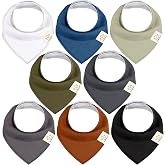 KeaBabies 8pk Organic Baby Bandana Bibs for Drooling and Teething, Basics | 100% Cotton, Soft Absorbent Baby Drool Bibs for Girls, Boys, Triangle Baby Bibs for Newborn, Infant 0-36 Months