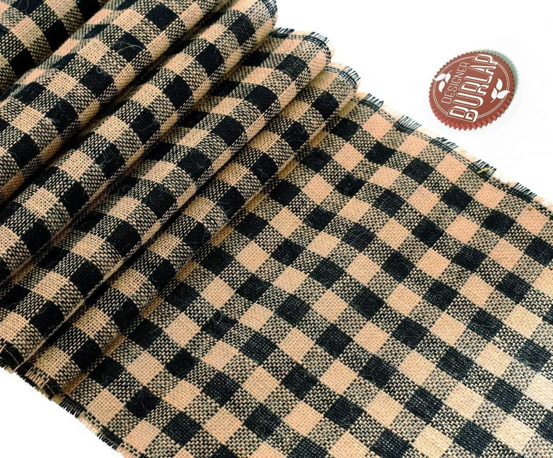 Buffalo Check Burlap Table Runner - Farmhouse Primitive Country Decor for Home and Kitchen. Authentic, Natural Burlap. Perfect Plaid Burlap Table Runner for That Simple Rustic Look 14 Inch X 108 inch
