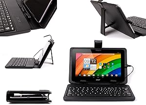DURAGADGET Black Faux Leather Protective Case w/QWERTY Micro USB Keyboard - Compatible with Acer Iconia A3-A10 | W510 | W511 | A3-A10-L849 | A3-A10-L662 & W510-1458 Tablets
