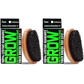 GROW Beard Brush &amp; 360 Wave Brush for Men - Natural Boar Bristle For Fuller, Thicker Hair, Beard &amp; Mustache - Premium Full-Size to Exfoliate, Strengthen Hair, Stimulate &amp; Boost Growth (Pack of 2)