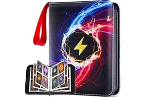 EFUNNY Card Binder 4 Pocket Gifts for Boys Girls, Waterproof 400 Pockets Card Holder Album with 50 Removable Sleeves for Trading Card - Binder Display Storage Carrying Case (Black)