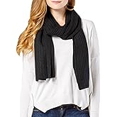 Fishers Finery Women's Cozy Cashmere Cable Knitted Winter Scarf | Black Label Box