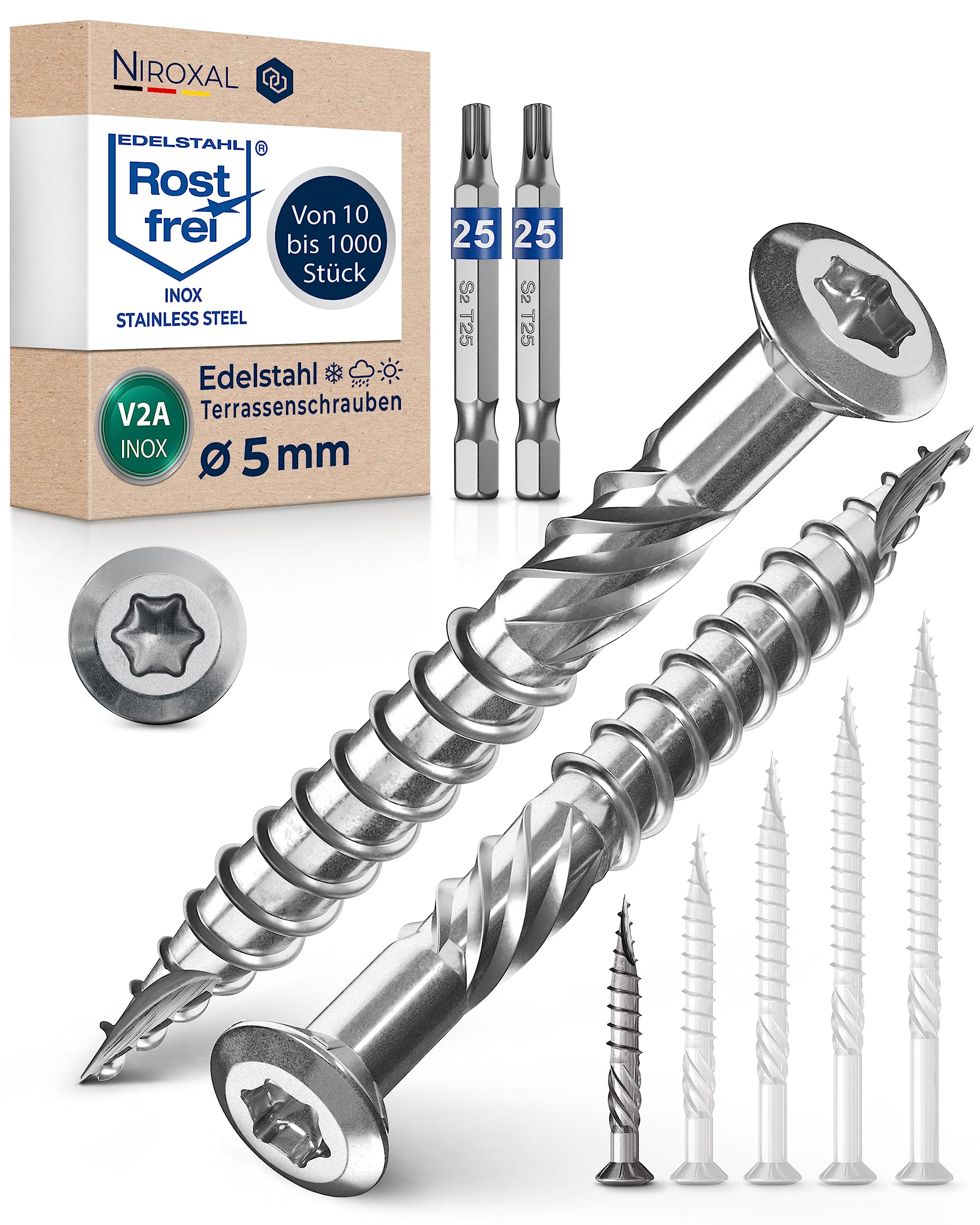NietFullThings Decking Screws Stainless Steel A2 (304) Torx Wood Screws 5x40 mm Deck Screws for Wood Outdoor Pack of 1000 โ image 1