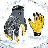Vgo... -20℃/-4°F COLDPROOF,Winter Work Gloves,Mechanics Leather Gloves,Impact Gloves,Anti-Vibration,Heavy Duty(CA7725FW)