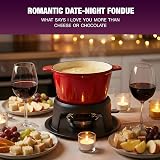 Andrew James Fondue Set Red Enamel Cast Iron with Gel Burner 8 Forks view 9