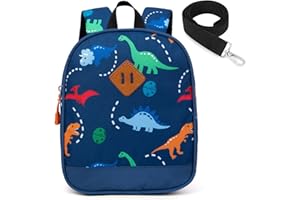 JinBeryl Toddler Backpack with Leash for Boys or Girls, Mini Size, Dinosaur Navy blue