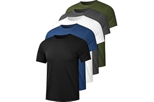 Kinglaman 1/5 Pack Mesh Workout Shirts for Men Dry Fit Gym Quick Dry Athletic Short Sleeve Sports T-Shirt Moisture Wicking
