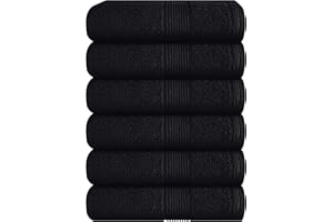 Belizzi Home Ultra Soft 6-Piece Hand Towel Set 16x28-100% Ringspun Cotton - Durable & Highly Absorbent Hand Towels - Ideal for use in Bathroom, Kitchen, Gym, Spa & General Cleaning - Black