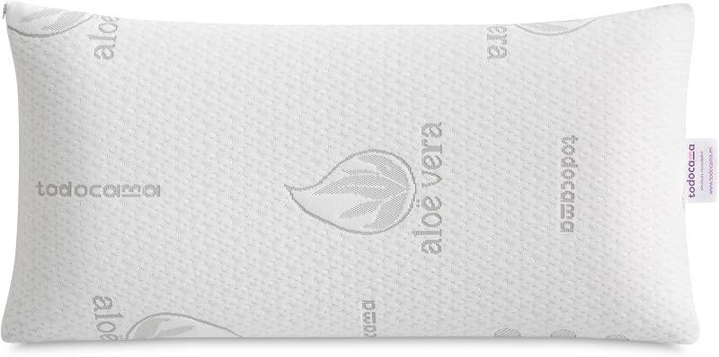 Oreiller viscoélastique en aloès Vera, Noyau Compact viscoélastique pour Le col et Le Cou, fermeté Moyenne-élevée, Double Fermeture éclair (75 cm).