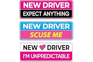 HEY-OKEY 3-Pack New Driver Magnet for Car - Girly Pink Funny Please Be Patient Reflective Magnetic Rookie Bumper Sticker Set - Reusable Strong Fun Safety Attention Signs for Girls - Weather-Resistant
