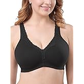 AILIVIN Women's Soft Cotton Lace Wirefree Plus Size Bras Full Coverage Non Padded Bra(34B-44G)