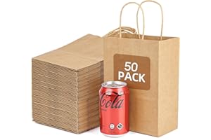 Bolthy Paper Bags - Brown Kraft Paper Bags Small 50 PCS 5.91 x 3.15 x 8.27 inches(14x8x20cm) Small Kraft Paper Gift Bags with