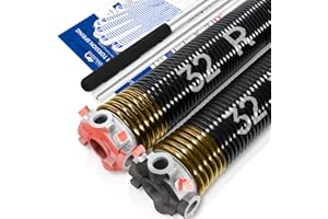 Pair of 2" Garage Door Torsion Springs Set with Non-Slip Winding Bars & Gloves, High Quality Precision Electrophoresis Oil-Fr