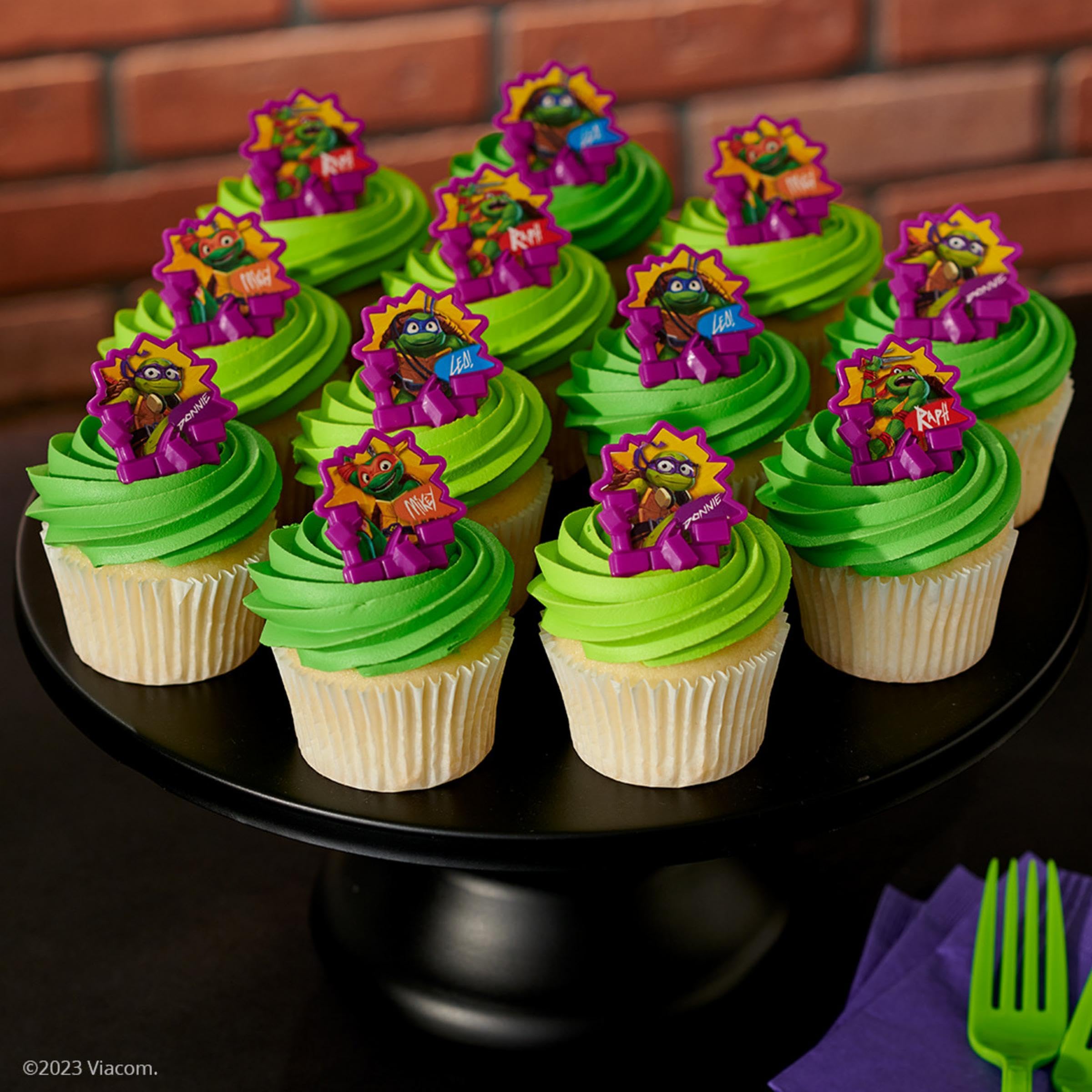 DecoPac Teenage Mutant Ninja Turtles Turtle Power Rings, Cupcake Decorations For Birthday Party, Cakes, And Celebrations - 24 Pack