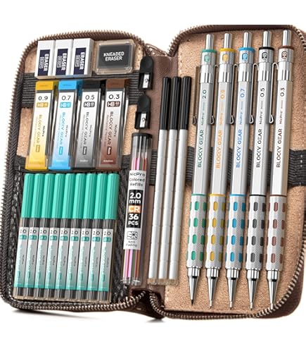 Nicpro Juego de 6 lápices mecánicos artísticos, 3 lápices de dibujo de