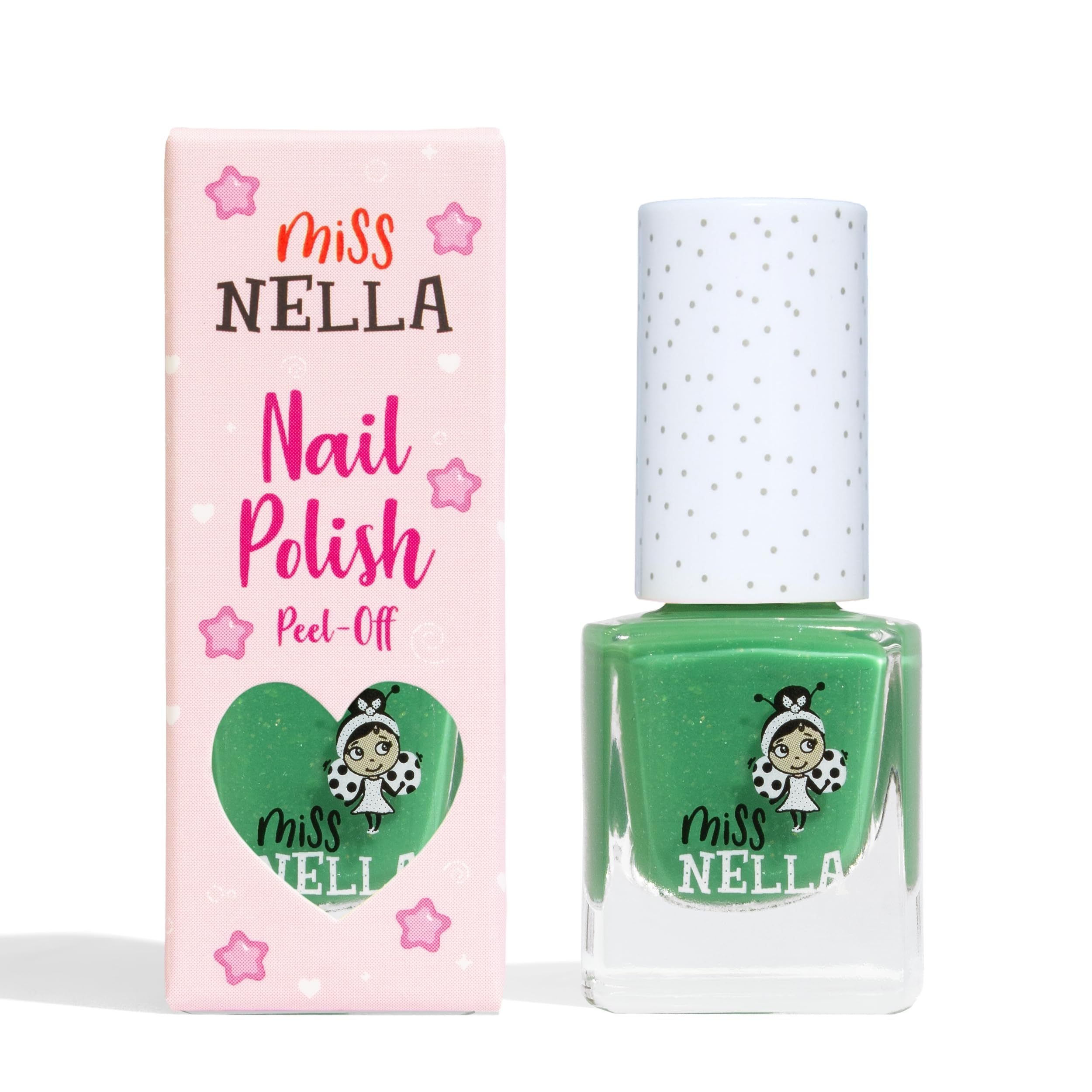 Miss Nella KISS THE FROG – Safe Glitter Green Nail Polish for Kids, Non-Toxic & Odour Free Formula for Children and Toddlers, Natural Water Based for Easy Peel Off